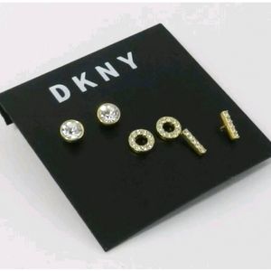 3/$30 🖤 Gold 3 Piece Set of Cz Circles & Bar Stud Earrings